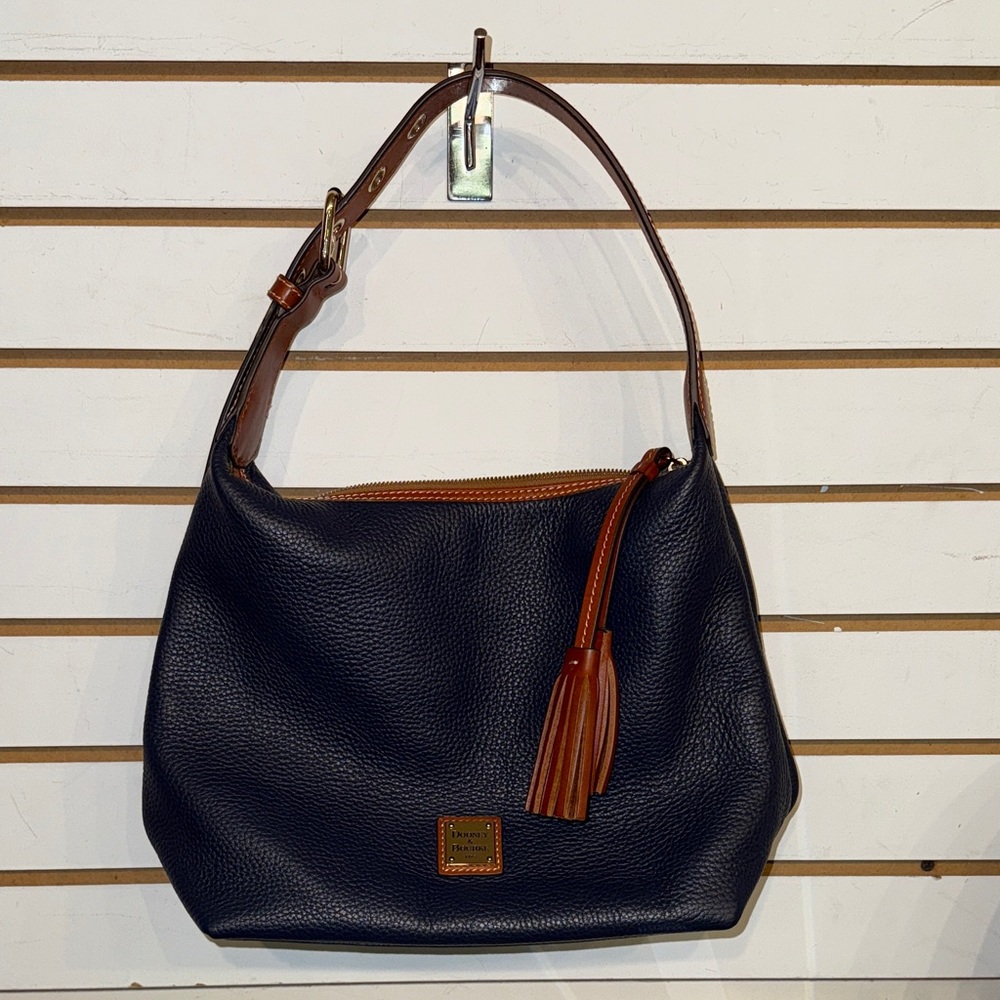 Dooney & Bourke Dark Blue Hobo Bag with Brown Accents